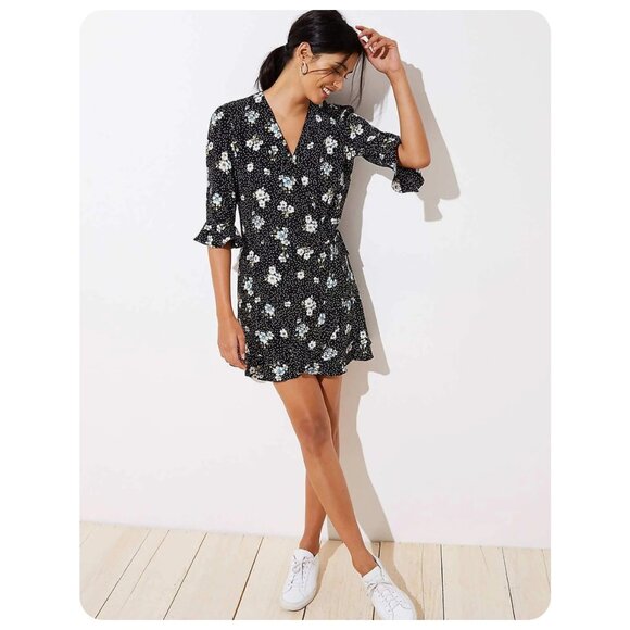 Loft Floral Polka Dot Wrap Skort Romper sz 4 - Picture 1 of 5